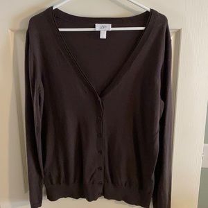 Loft brown button-down cardigan, size large